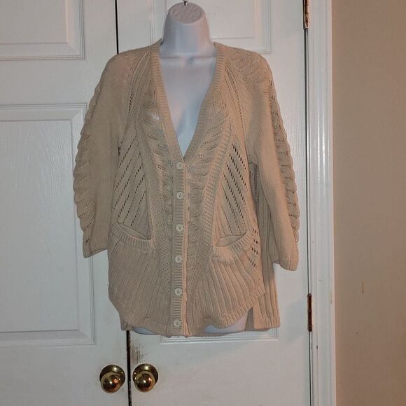 Gap oatmeal color button down cardigan with pockets  Summer 2014 Sz XL - Picture 1 of 5